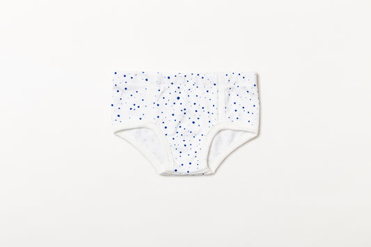 Cueca infantil suedine em algodão orgânico - Bolinha azul índigo
