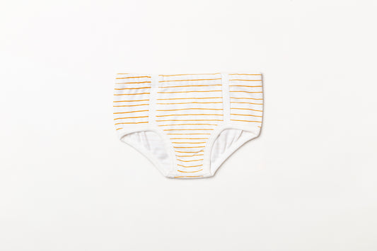 Cueca infantil suedine em algodão orgânico - Listra amarelo açafrão