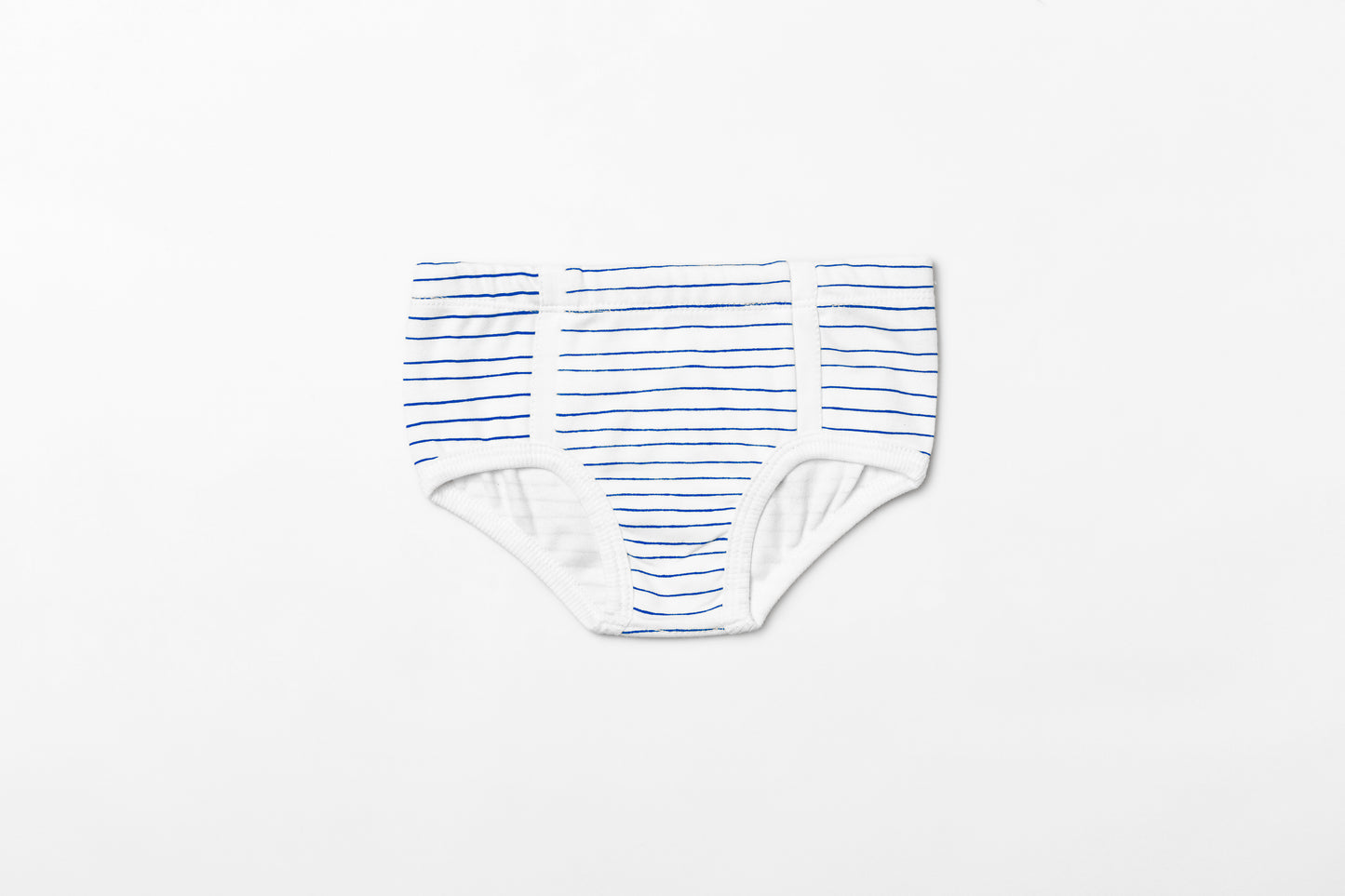 Cueca infantil suedine em algodão orgânico - Listra azul índigo