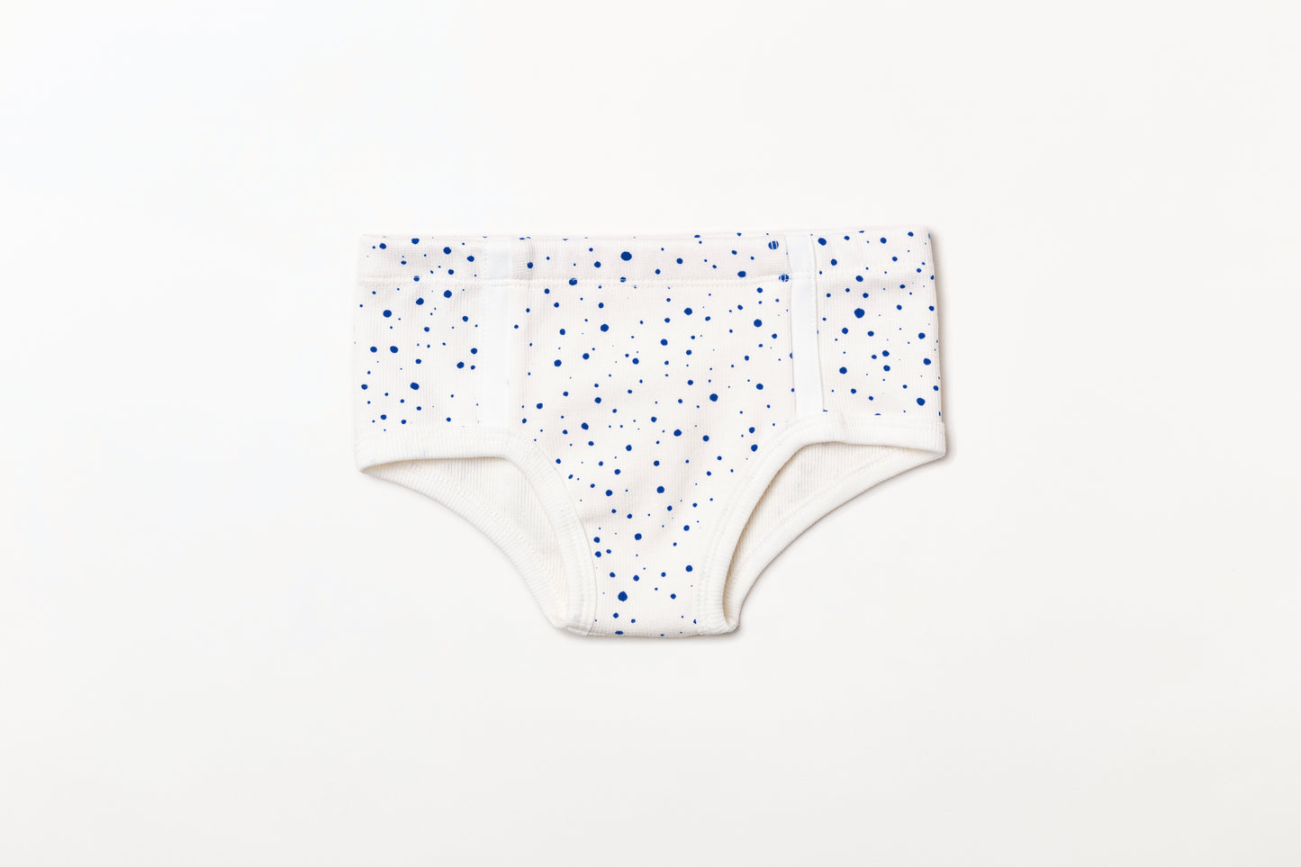 Cueca infantil canelada em algodão orgânico - Bolinha azul índigo