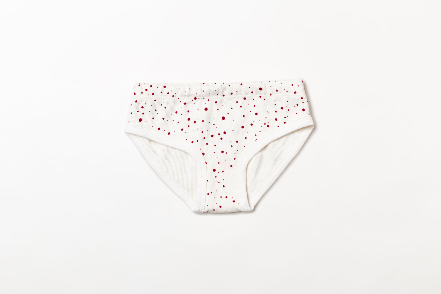 Calcinha infantil canelada em algodão orgânico - Bolinha vermelho rubia