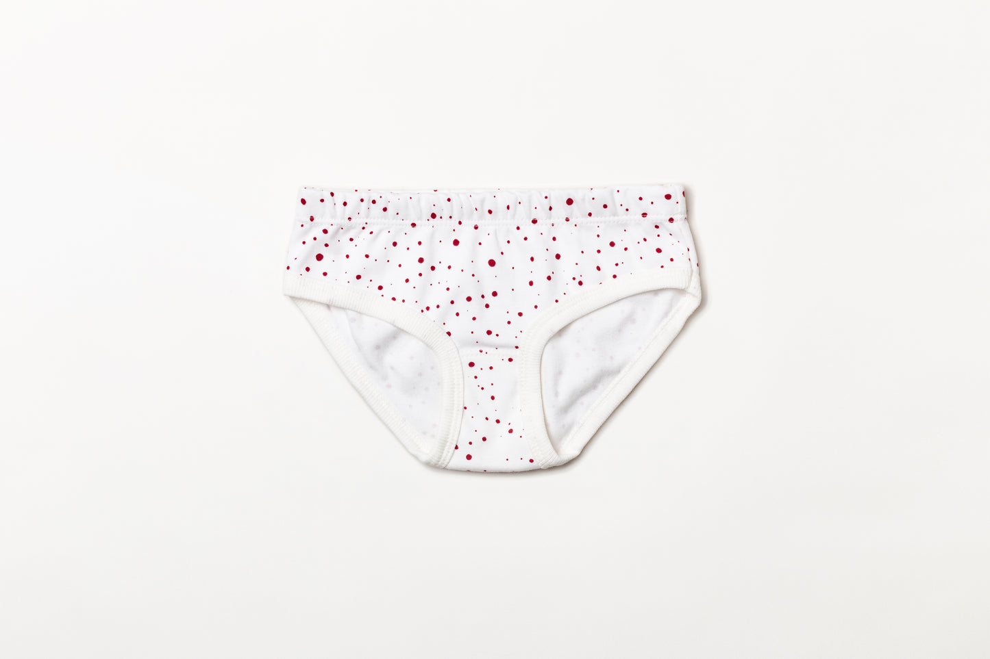 Calcinha infantil suedine em algodão orgânico - Bolinha vermelho rubia