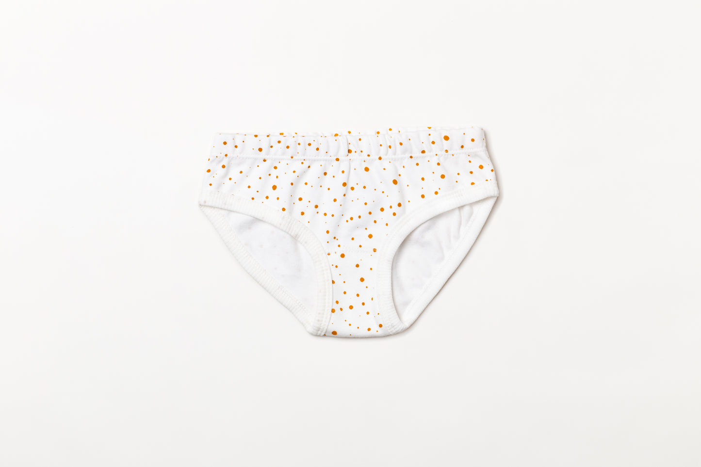 Calcinha infantil suedine em algodão orgânico - Bolinha amarelo açafrão