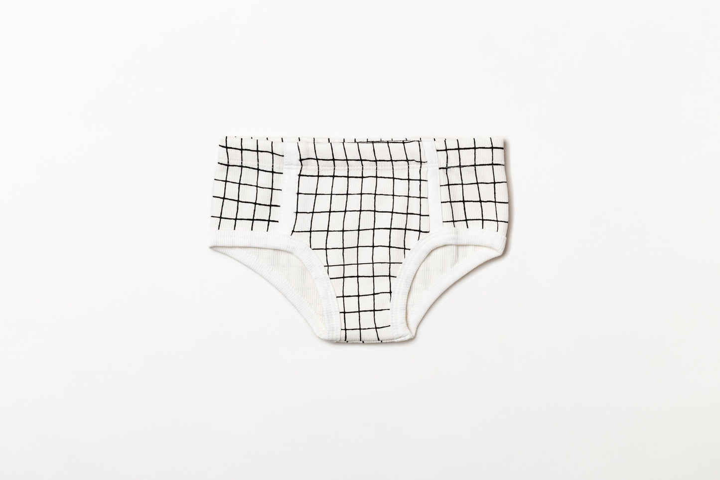 Cueca infantil canelada em algodão orgânico - Xadrez preto carvão