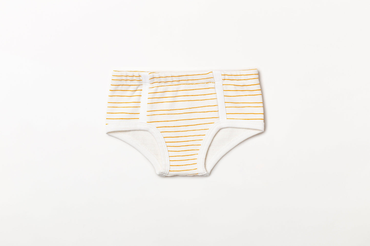 Cueca infantil canelada em algodão orgânico - Listra amarelo açafrão