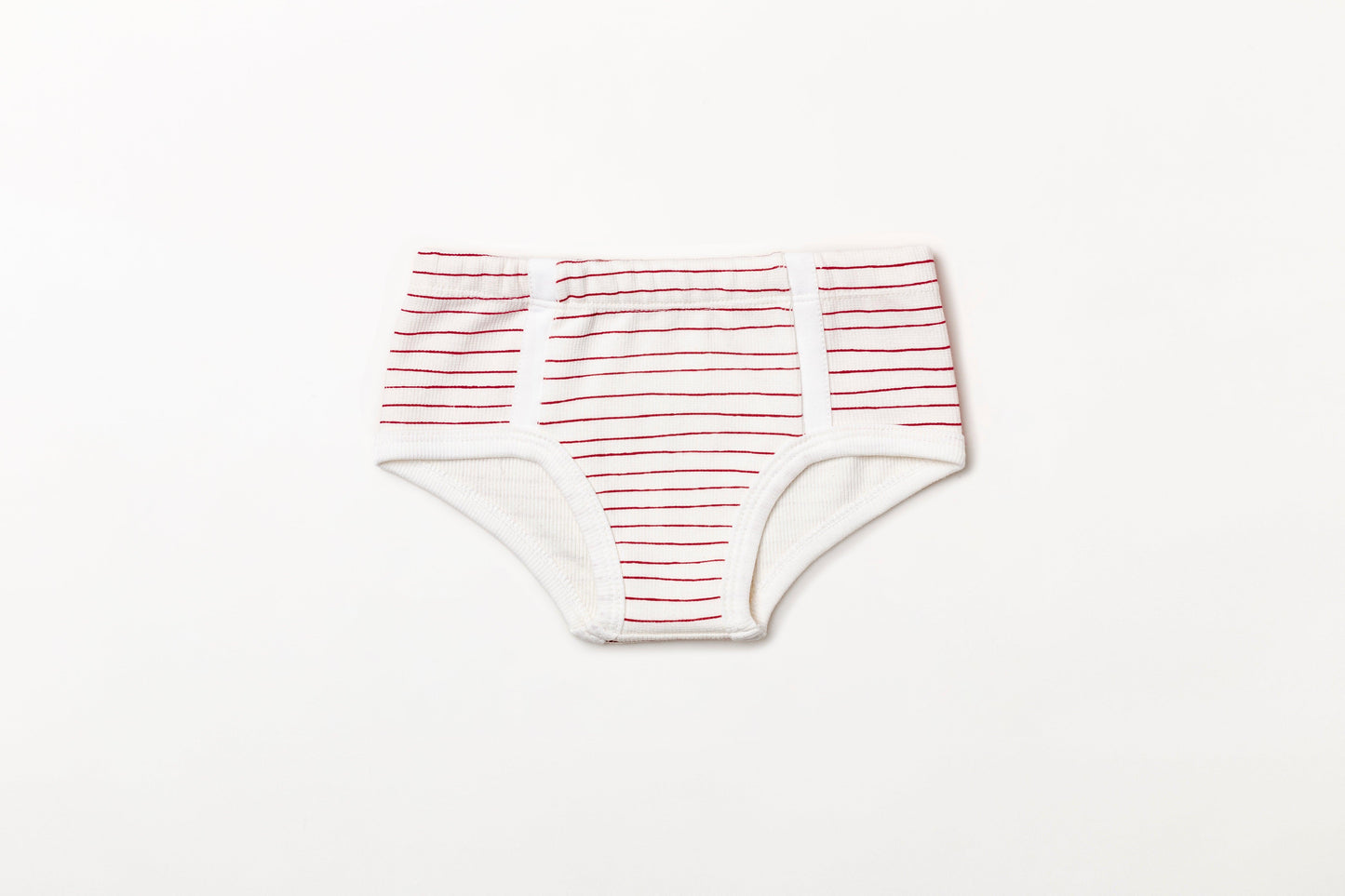 Cueca infantil canelada em algodão orgânico - Listra vermelho rubia