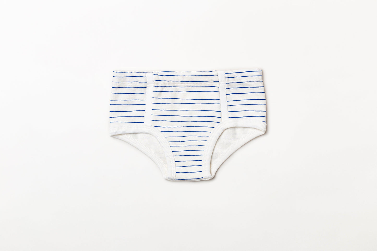 Cueca infantil canelada em algodão orgânico - Listra azul índigo