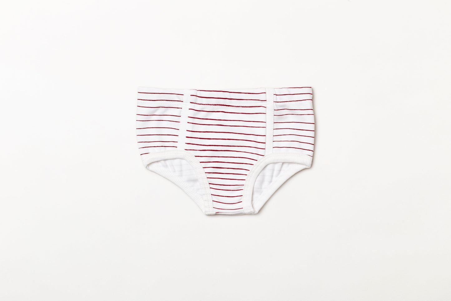 Cueca infantil suedine em algodão orgânico - Listra vermelho rubia