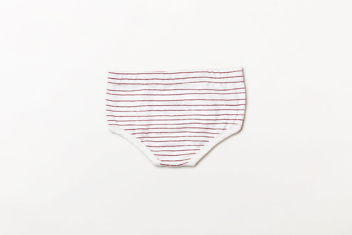 Cueca infantil suedine em algodão orgânico - Listra vermelho rubia