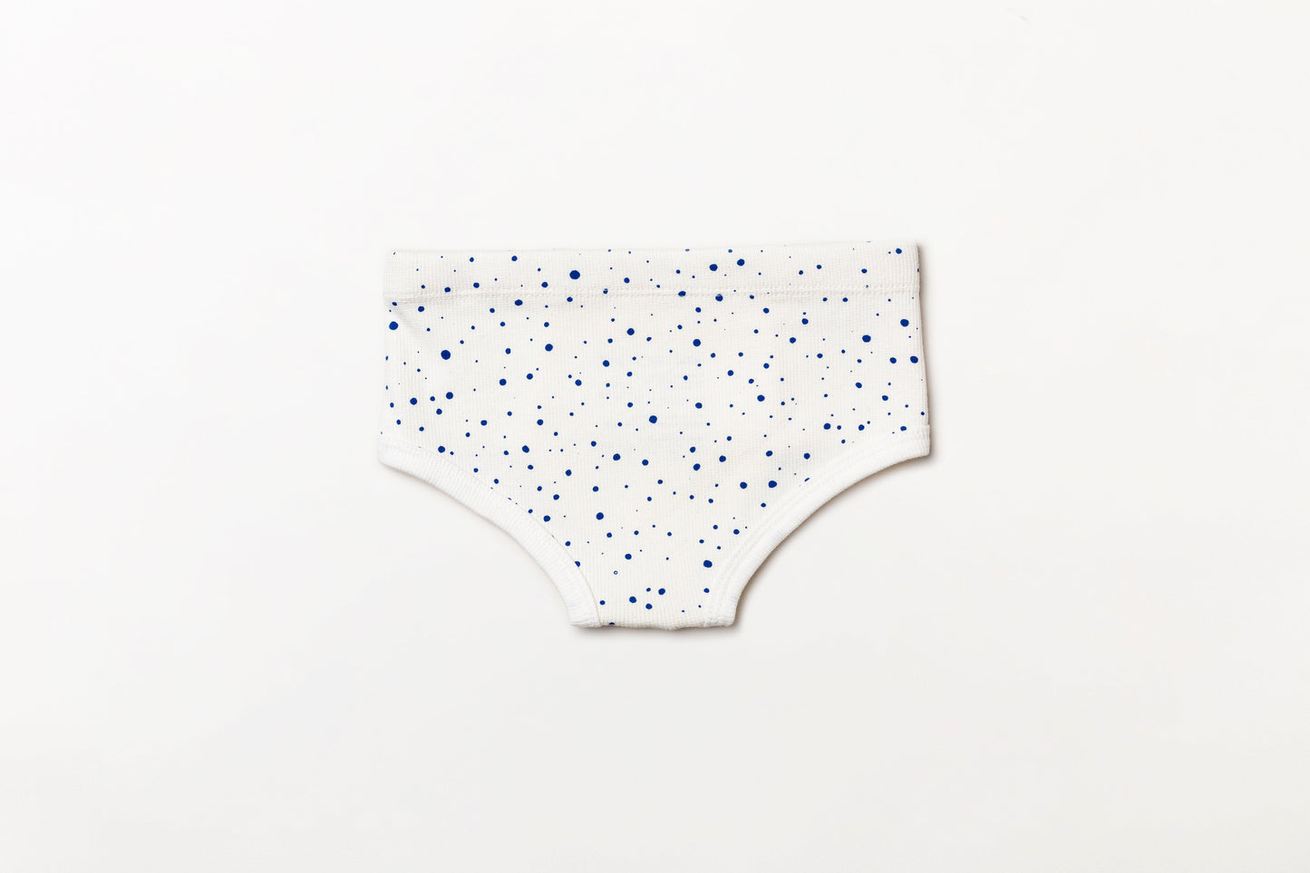 Cueca infantil canelada em algodão orgânico - Bolinha azul índigo