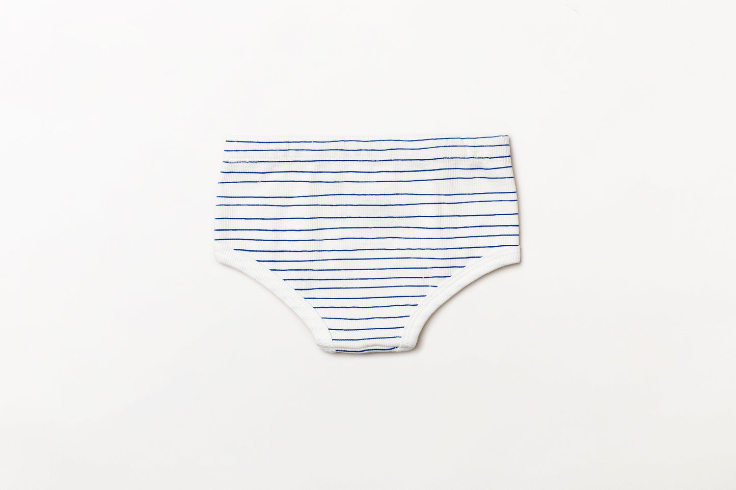 Cueca infantil canelada em algodão orgânico - Listra azul índigo