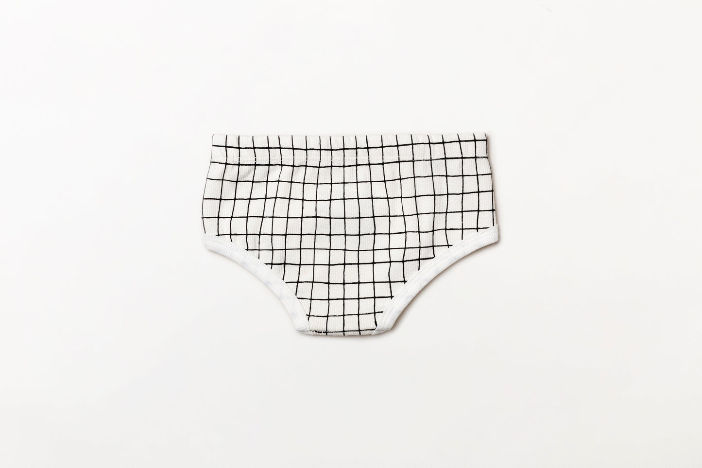 Cueca infantil canelada em algodão orgânico - Xadrez preto carvão