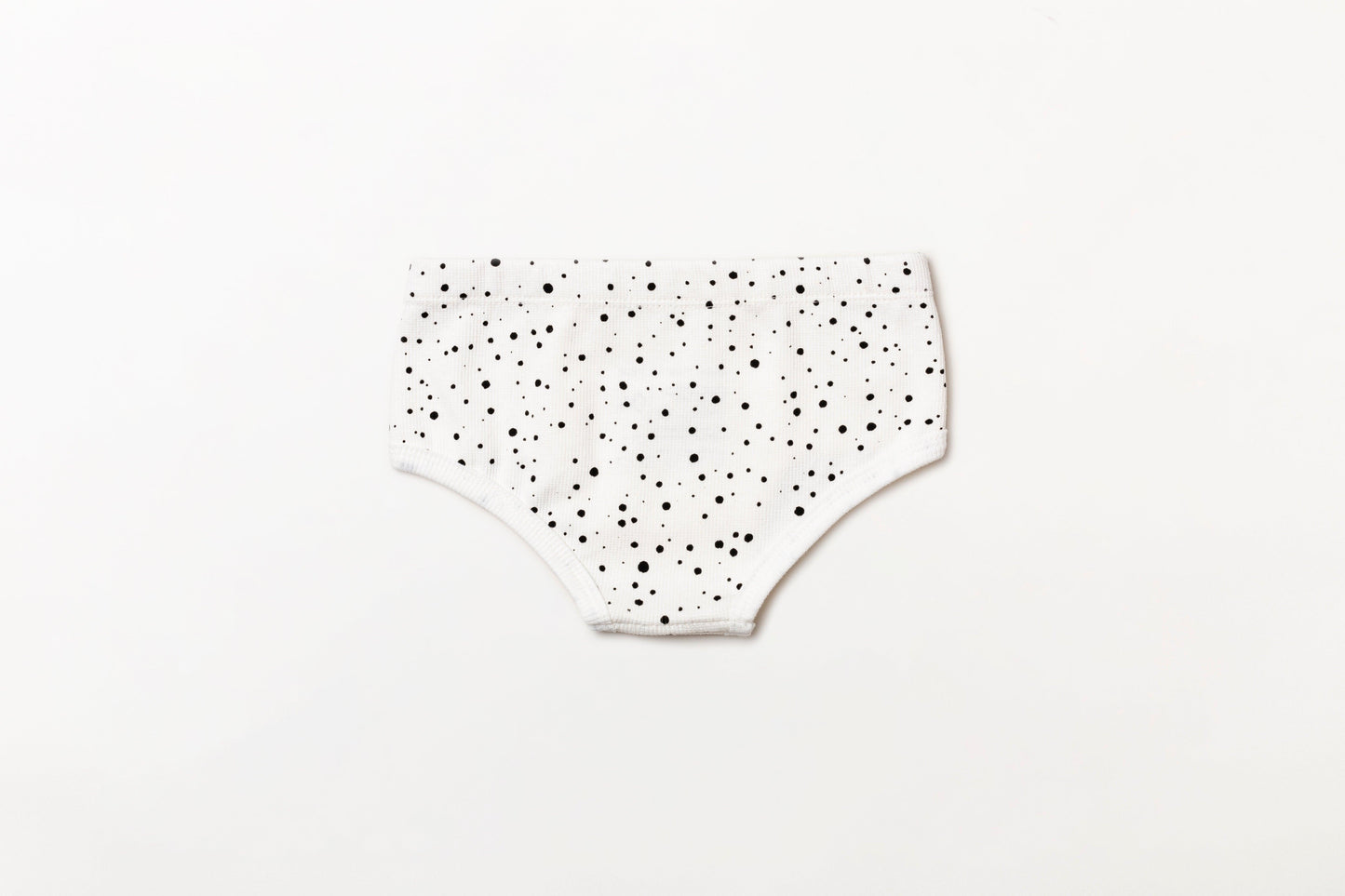 Cueca infantil canelada em algodão orgânico - Bolinha preto carvão