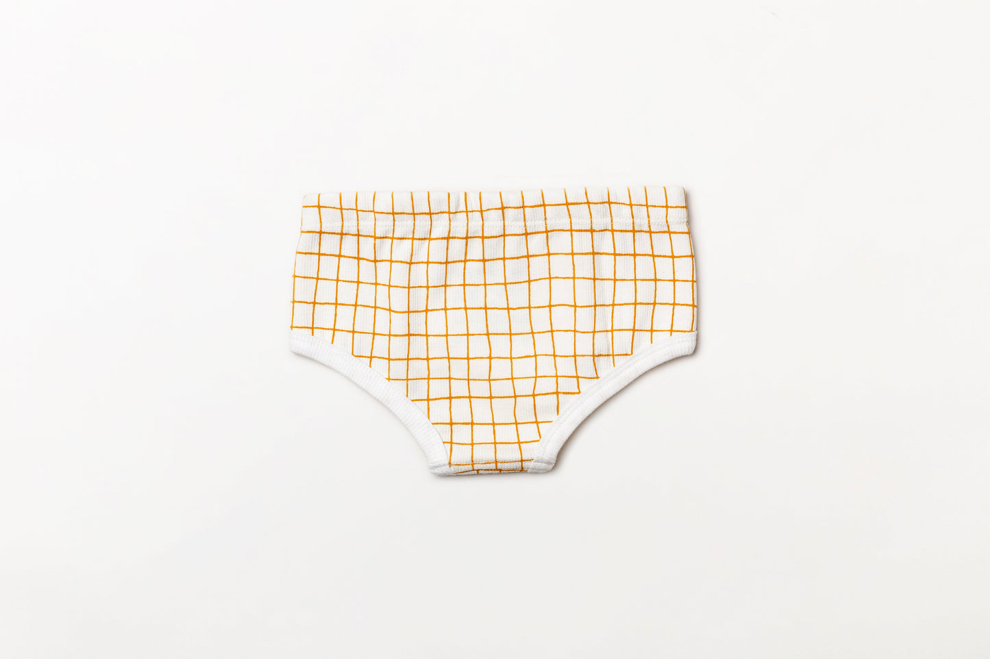 Cueca infantil canelada em algodão orgânico - Xadrez amarelo açafrão