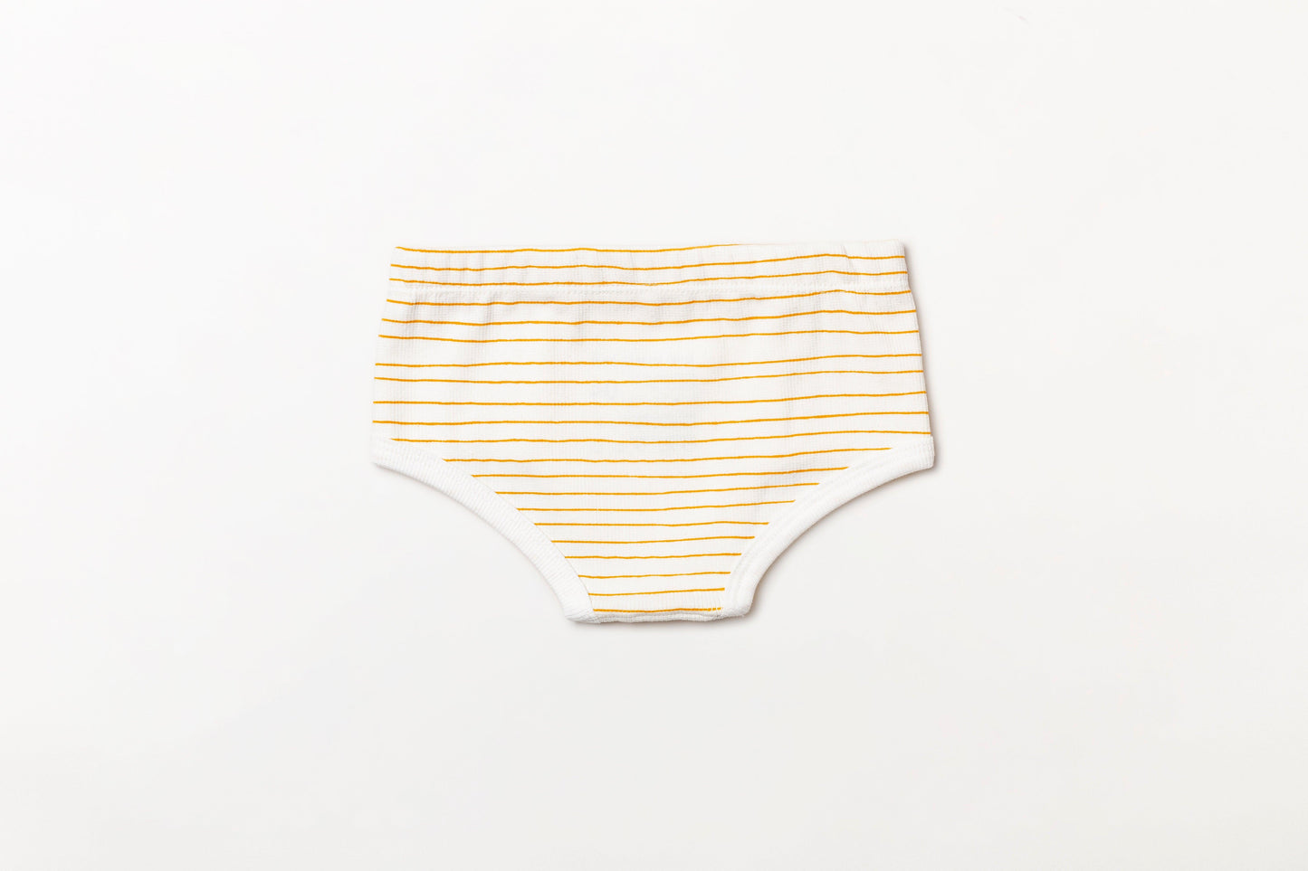 Cueca infantil canelada em algodão orgânico - Listra amarelo açafrão