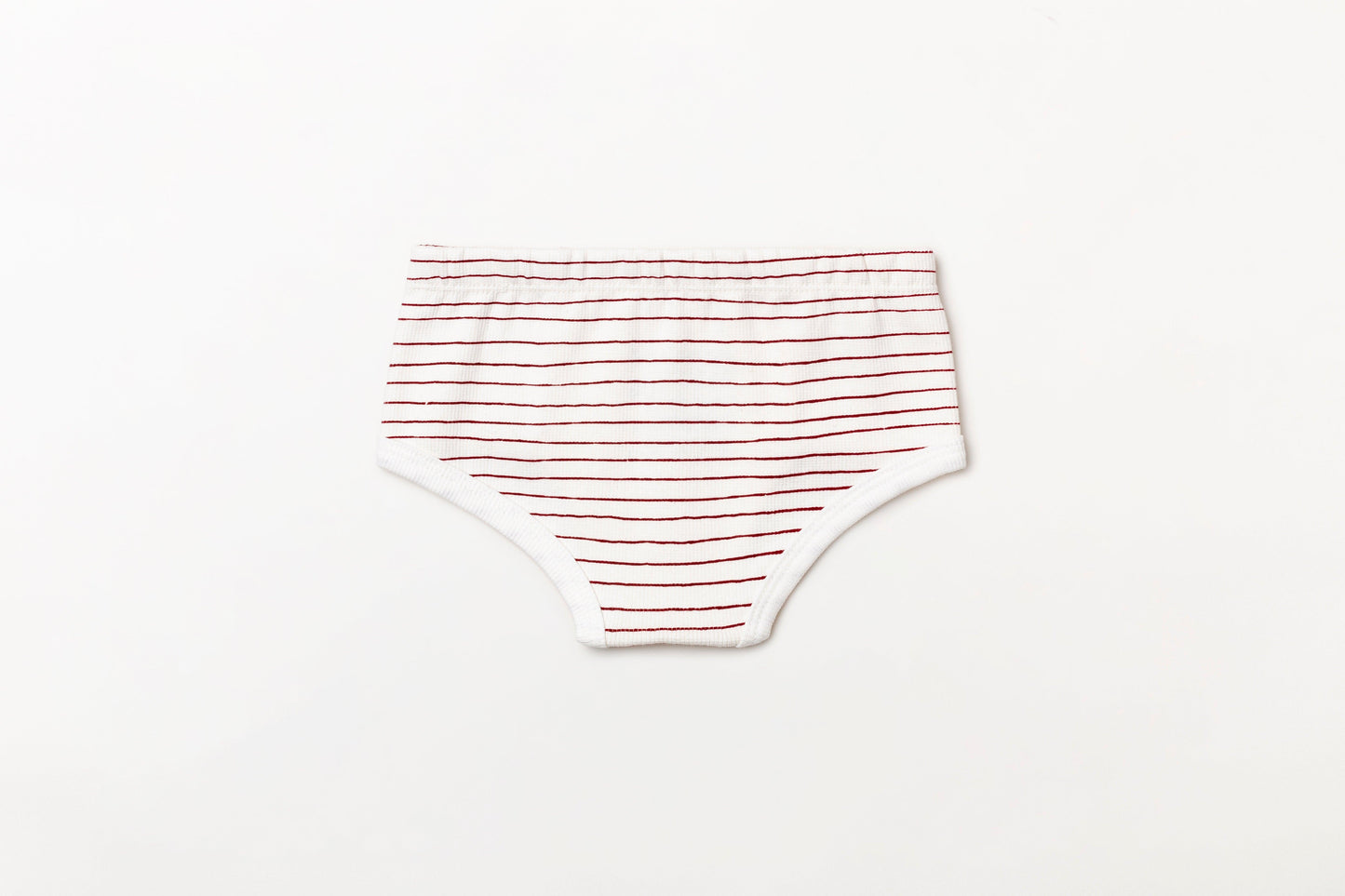 Cueca infantil canelada em algodão orgânico - Listra vermelho rubia