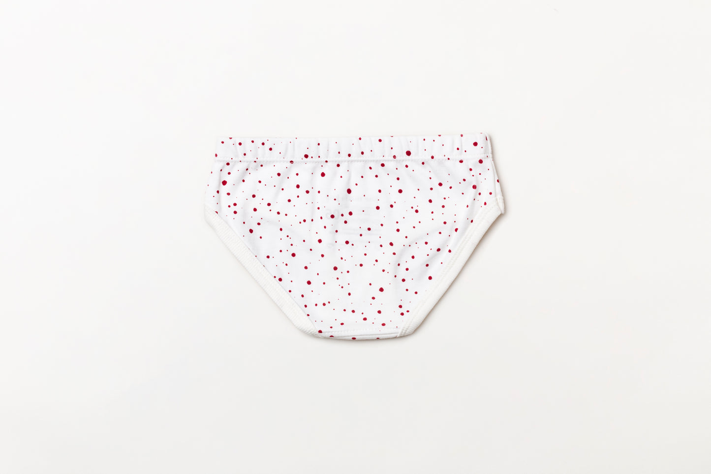 Calcinha infantil suedine em algodão orgânico - Bolinha vermelho rubia