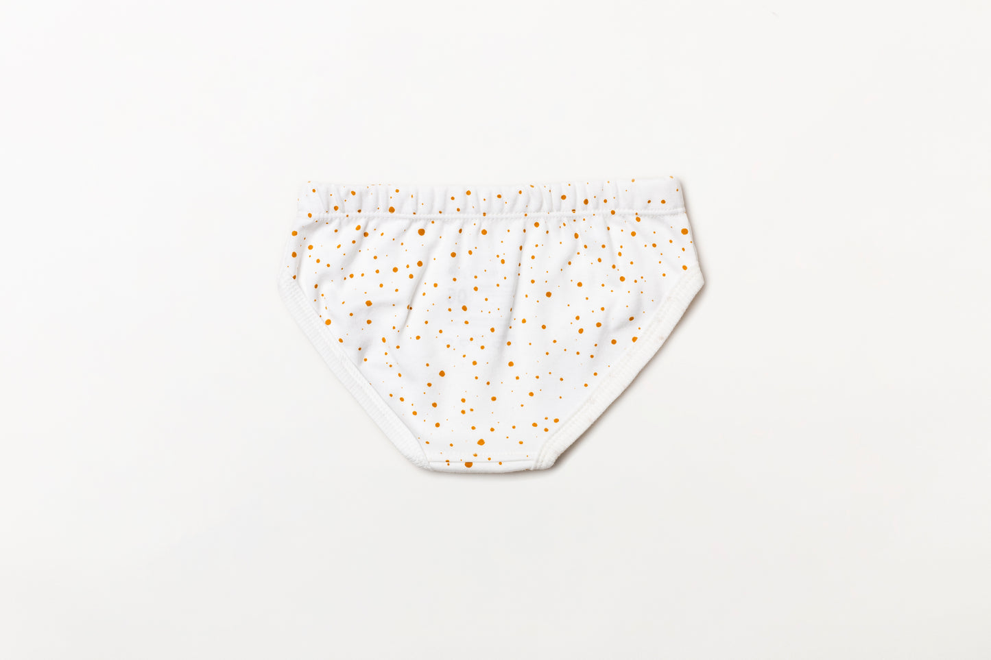 Calcinha infantil suedine em algodão orgânico - Bolinha amarelo açafrão