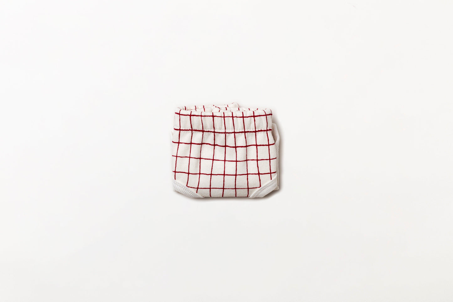 Cueca infantil canelada em algodão orgânico - Xadrez vermelho rubia