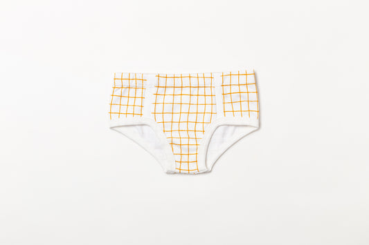 Cueca Infantil Suedine Xadrez Amarelo Açafrão