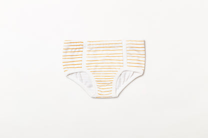 Cueca infantil suedine em algodão orgânico - Listra amarelo açafrão