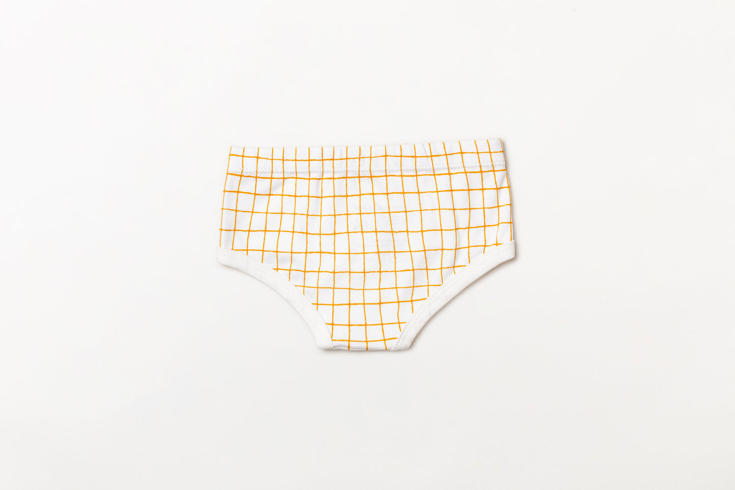 Cueca infantil suedine em algodão orgânico - Xadrez amarelo açafrão