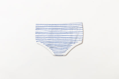 Cueca infantil suedine em algodão orgânico - Listra azul índigo