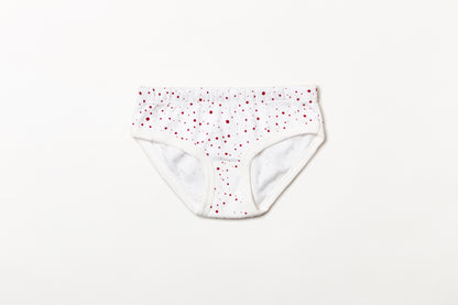 Calcinha infantil suedine em algodão orgânico - Bolinha vermelho rubia