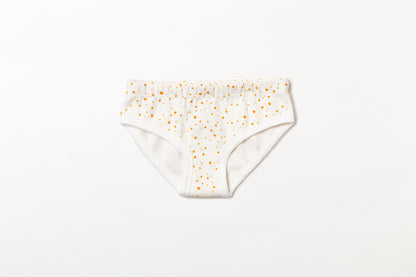 Calcinha infantil canelada em algodão orgânico - Bolinha amarelo açafrão