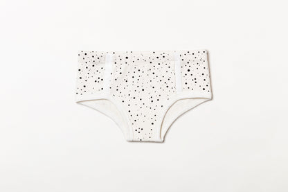 Cueca infantil canelada em algodão orgânico - Bolinha preto carvão