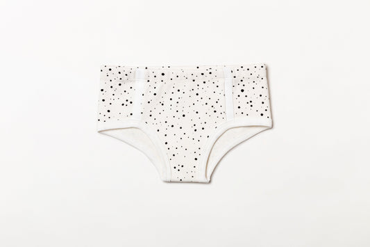 Cueca infantil canelada em algodão orgânico - Bolinha preto carvão
