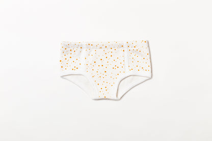 Cueca infantil canelada em algodão orgânico - Bolinha amarelo açafrão