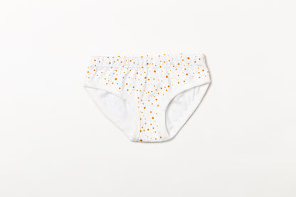 Calcinha infantil suedine em algodão orgânico - Bolinha amarelo açafrão