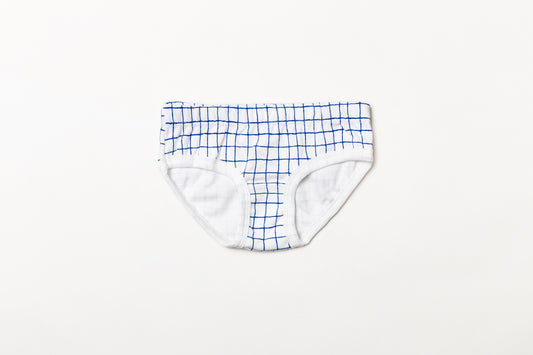 Calcinha Infantil Suedine Xadrez Azul Indigo