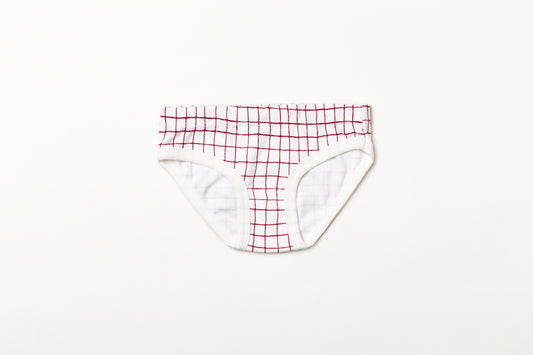 Calcinha Infantil Suedine Xadrez Vermelho Rubia