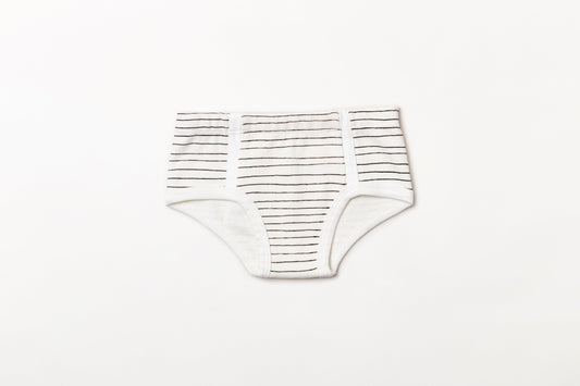 Cueca infantil canelada em algodão orgânico - Listra preto carvão
