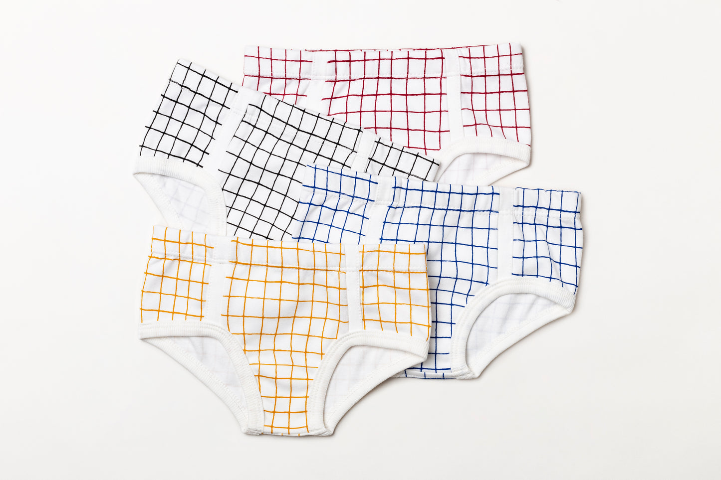 Cueca infantil suedine em algodão orgânico - Xadrez amarelo açafrão