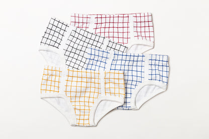 Cueca infantil suedine em algodão orgânico - Xadrez amarelo açafrão