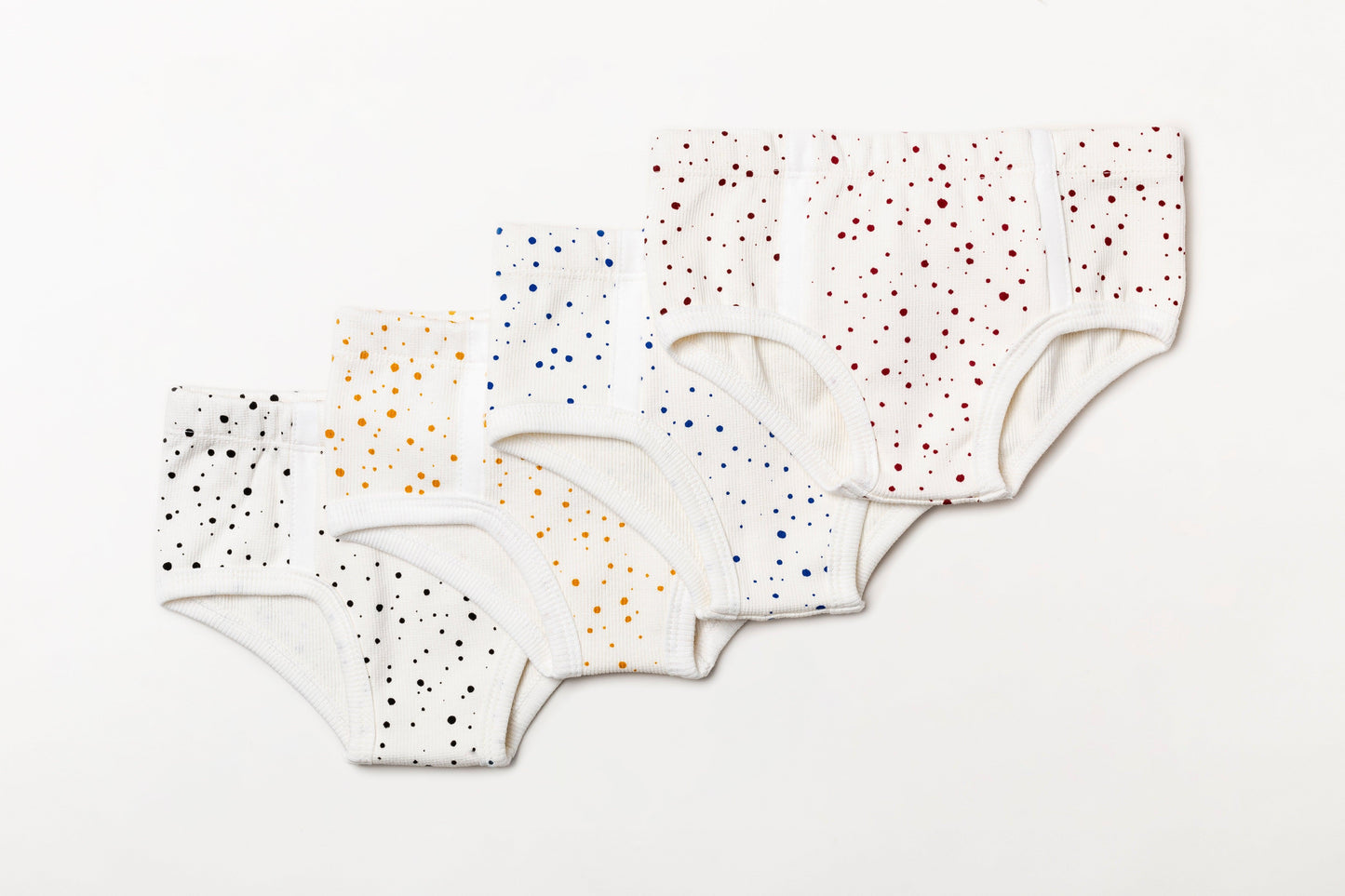 Cueca infantil canelada em algodão orgânico - Bolinha amarelo açafrão