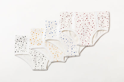 Cueca infantil canelada em algodão orgânico - Bolinha amarelo açafrão