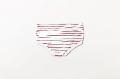 Cueca infantil suedine em algodão orgânico - Listra vermelho rubia