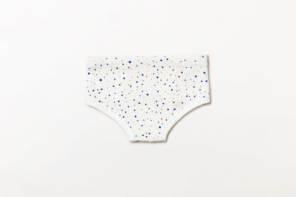 Cueca infantil canelada em algodão orgânico - Bolinha azul índigo