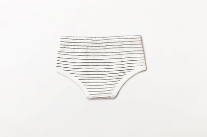 Cueca infantil canelada em algodão orgânico - Listra preto carvão