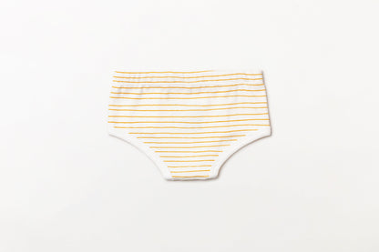Cueca infantil canelada em algodão orgânico - Listra amarelo açafrão
