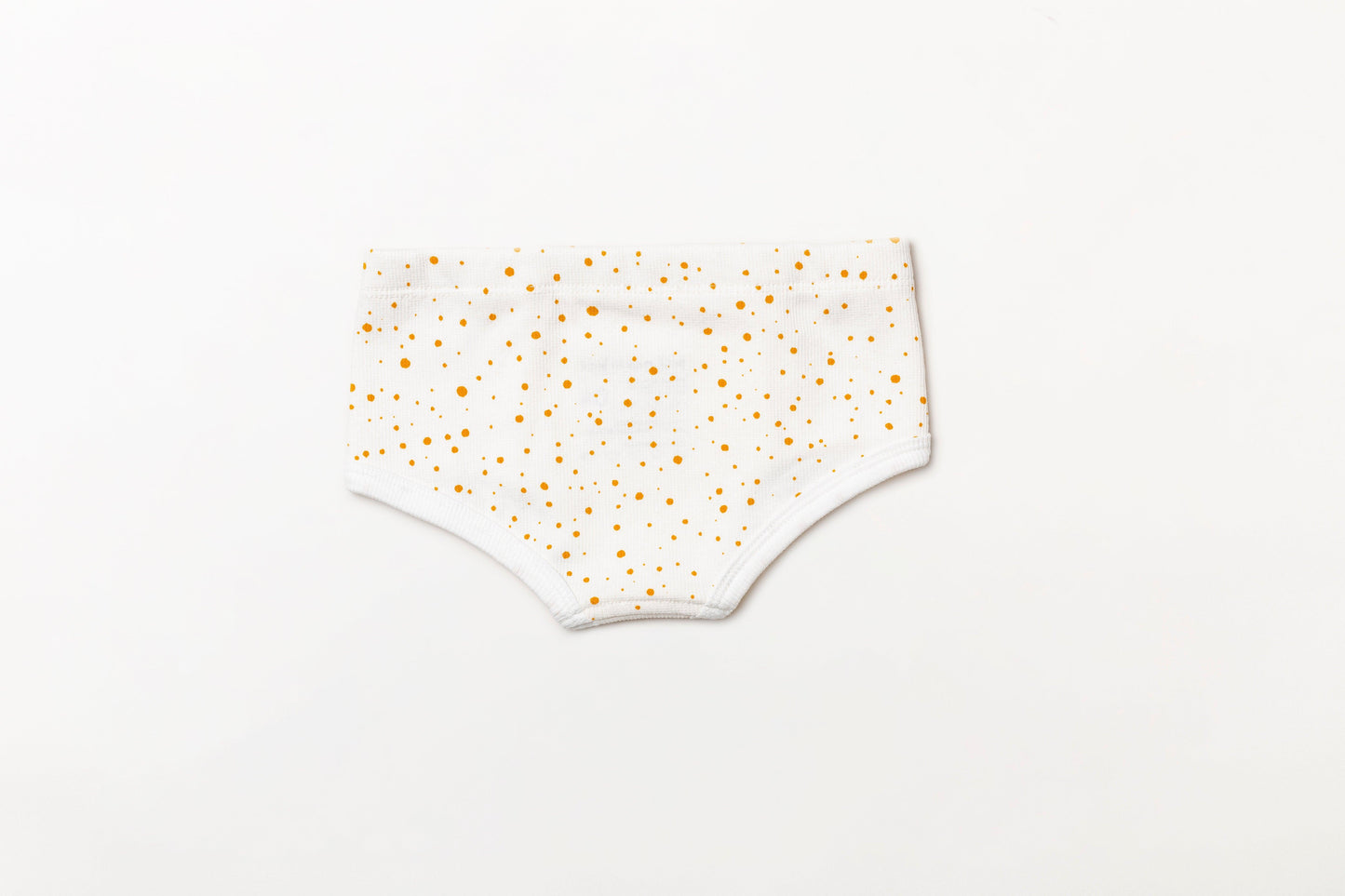 Cueca infantil canelada em algodão orgânico - Bolinha amarelo açafrão
