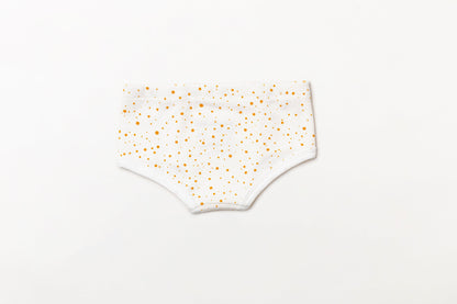 Cueca infantil canelada em algodão orgânico - Bolinha amarelo açafrão