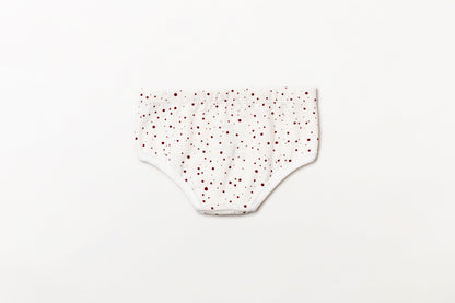 Cueca infantil canelada em algodão orgânico - Bolinha vermelho rubia