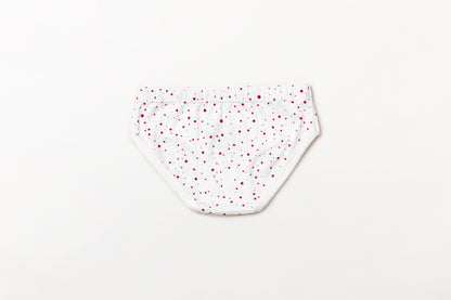 Calcinha infantil suedine em algodão orgânico - Bolinha vermelho rubia