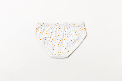 Calcinha infantil suedine em algodão orgânico - Bolinha amarelo açafrão