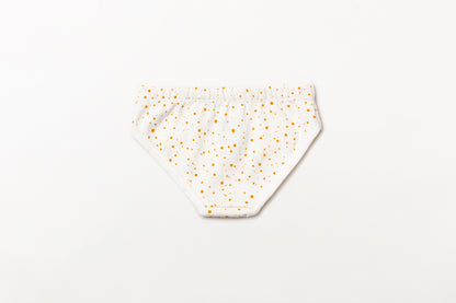 Calcinha infantil canelada em algodão orgânico - Bolinha amarelo açafrão